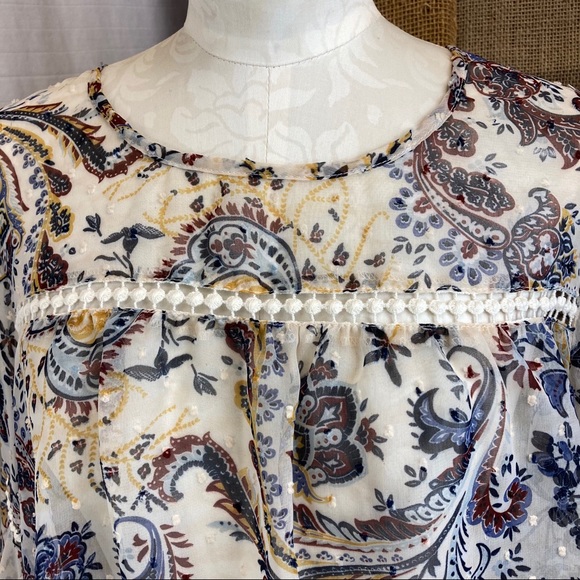 SOLD Sheer Chiffon Bell Sleeve Swiss Dot Top - Picture 7 of 12